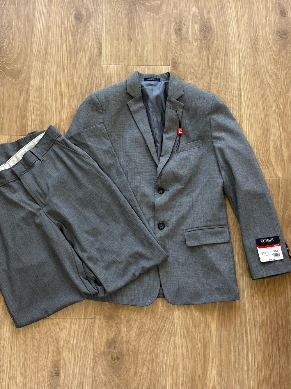 Chaps Boys Gray 2 Piece Suit Set Size 14 Jacket NWT